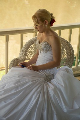Bride on Wicker Chair