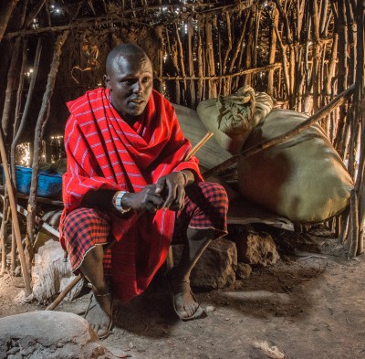 Maasai Man in Hut, Tanzania