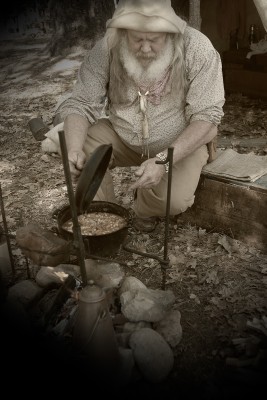 A Prospector Re-Enactor Cooks a Meal, Coloma