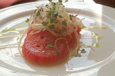 Tomato and Sprouts in a Nevada City Restaurant