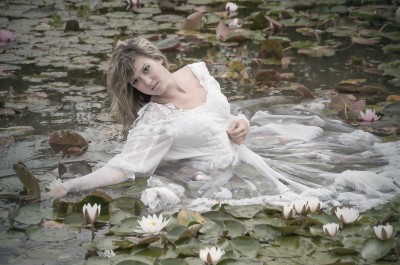 Trash the Dress Amid Water Lilies