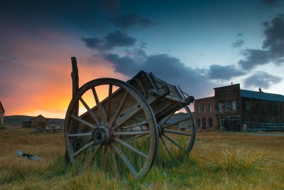 Bodie Wagon at Sunset